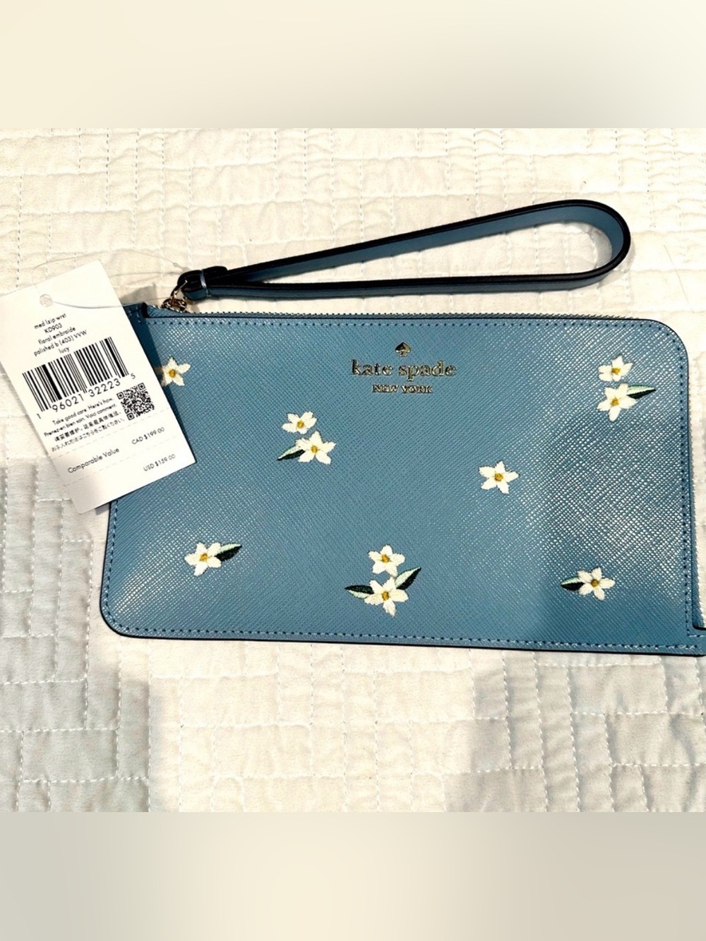 Blue Floral Wristlet